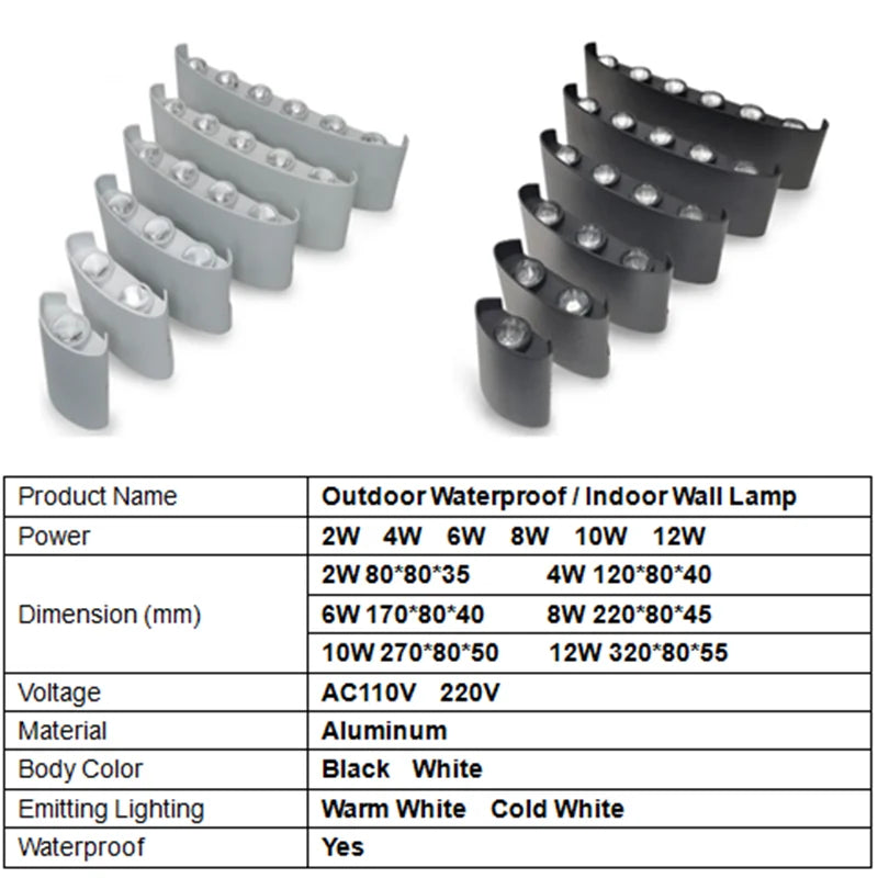 Led Wall Lamp outdoor Stair Light Fixture Bedside Loft Living Room Up Down Home Hallway Lampada 2W 4W 6W 8W 10W 12W Wall Sconces