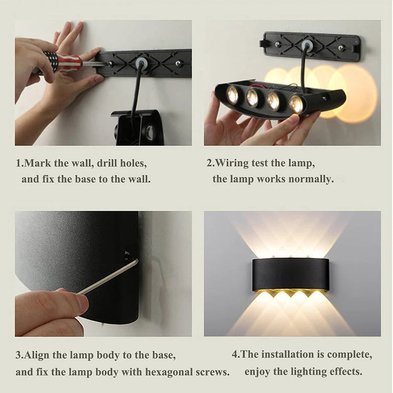 Led Wall Lamp outdoor Stair Light Fixture Bedside Loft Living Room Up Down Home Hallway Lampada 2W 4W 6W 8W 10W 12W Wall Sconces