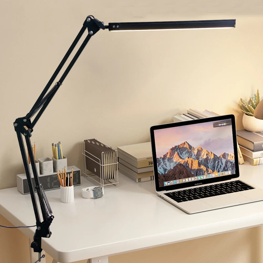 Eye-Caring LED Folding Metal Desk Lamp  Adjustable  Brightness Levels Flexible Rotating Lamp Head for Home Reading PC