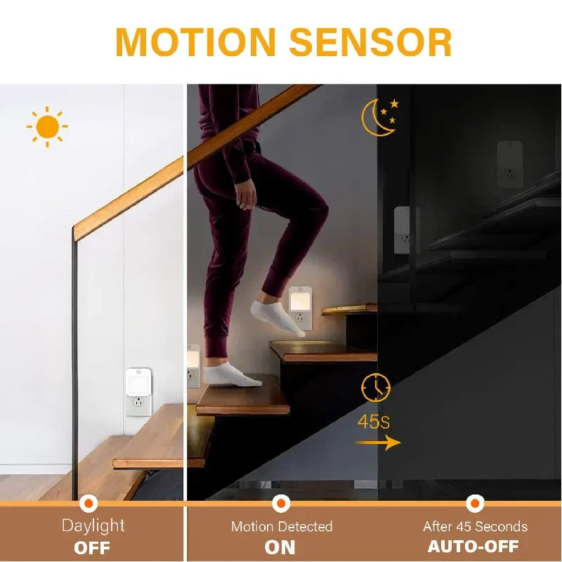 Night Light Motion Sensor With LED Light EU/US Plug Lamps Children'S Night Light Wireless Night Lamp For Bedside Table Bedroom