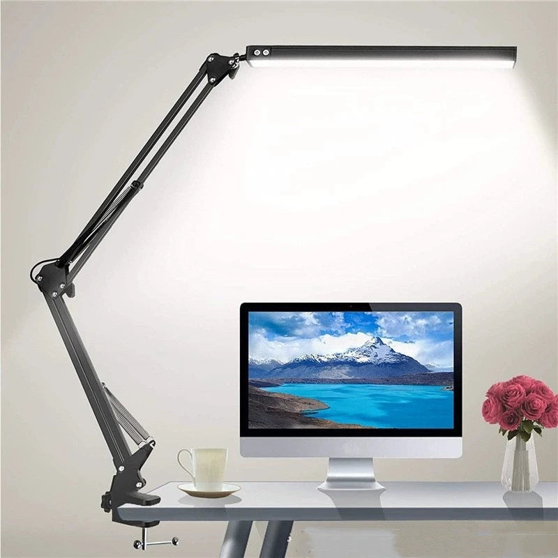 Eye-Caring LED Folding Metal Desk Lamp  Adjustable  Brightness Levels Flexible Rotating Lamp Head for Home Reading PC