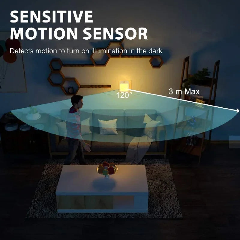 Night Light Motion Sensor With LED Light EU/US Plug Lamps Children'S Night Light Wireless Night Lamp For Bedside Table Bedroom