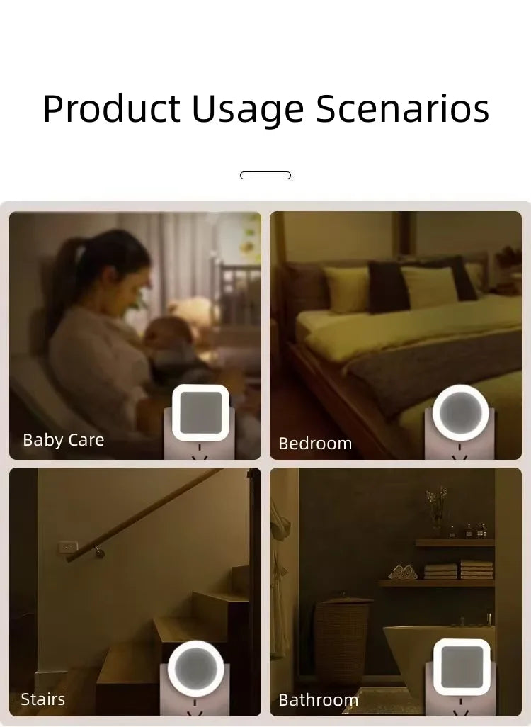 Night Light Motion Sensor With LED Light EU/US Plug Lamps Children'S Night Light Wireless Night Lamp For Bedside Table Bedroom