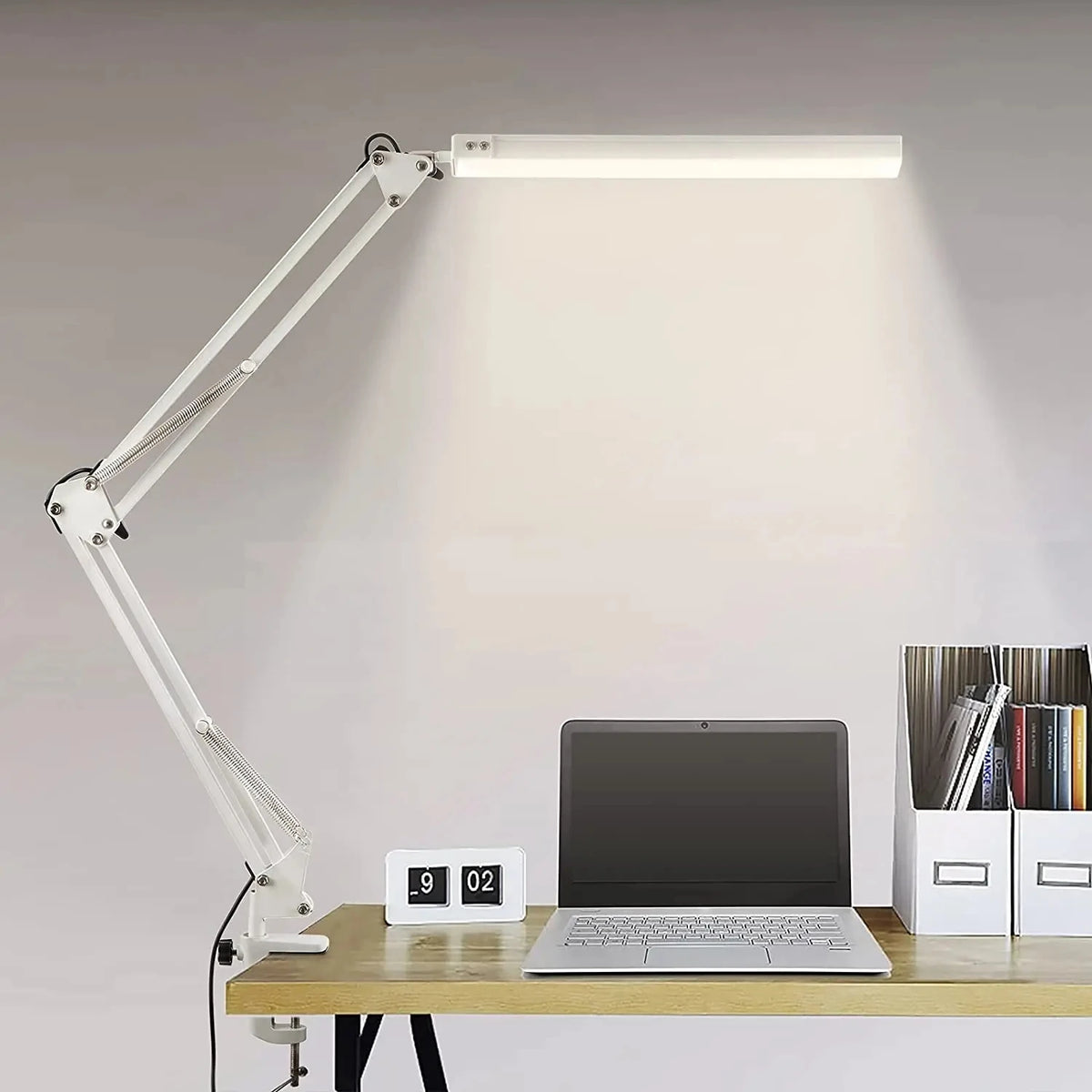 Eye-Caring LED Folding Metal Desk Lamp  Adjustable  Brightness Levels Flexible Rotating Lamp Head for Home Reading PC
