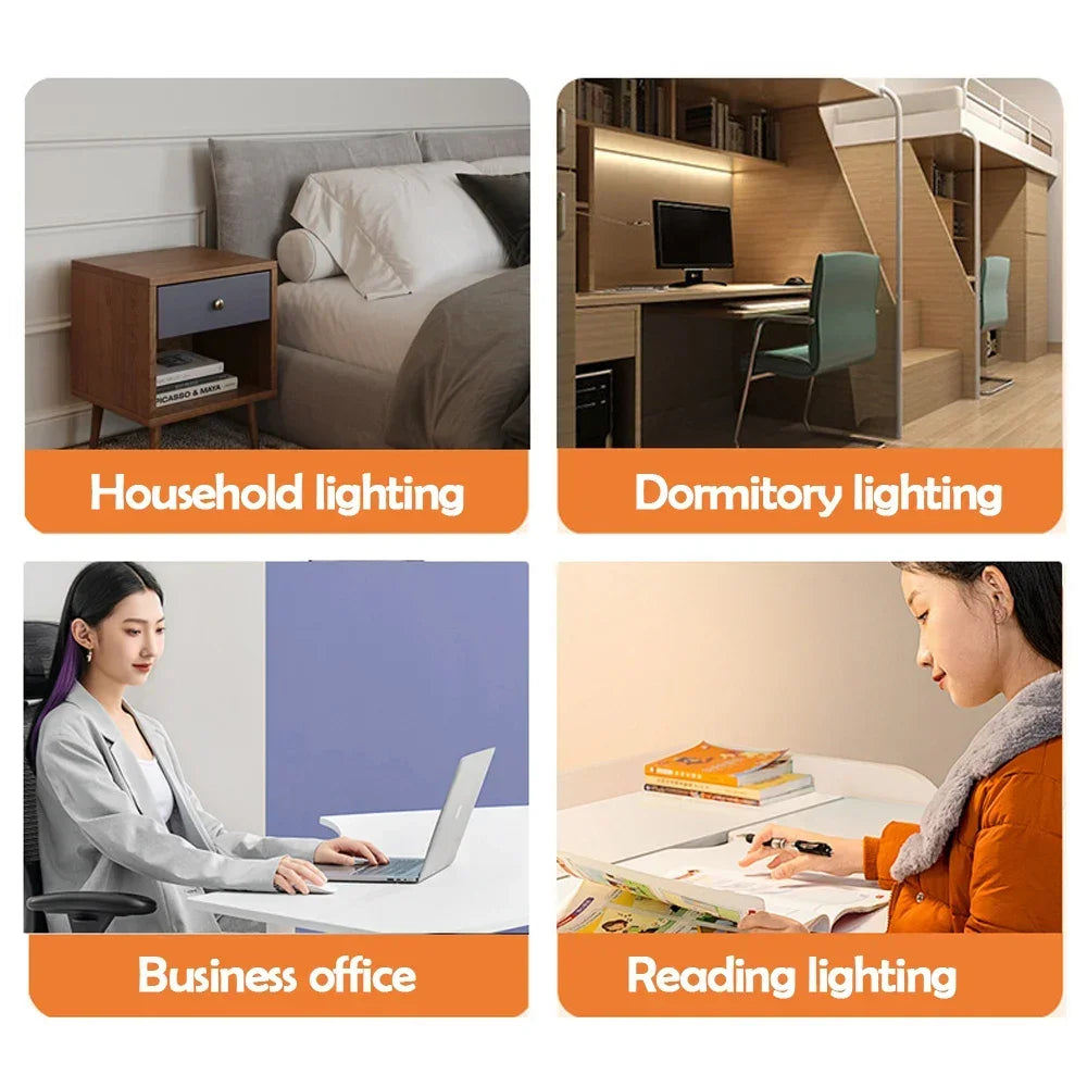 Eye-Caring LED Folding Metal Desk Lamp  Adjustable  Brightness Levels Flexible Rotating Lamp Head for Home Reading PC