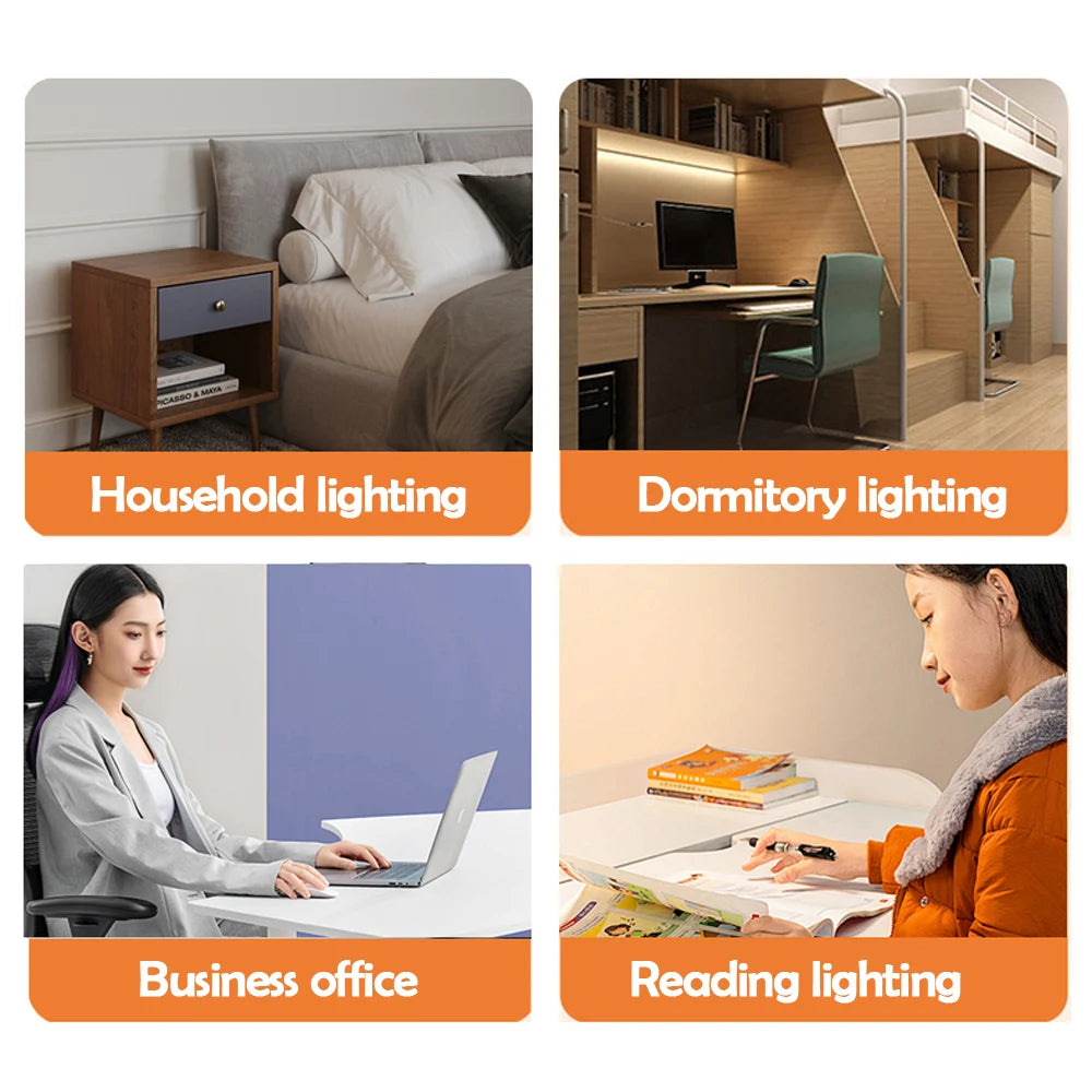 Eye-Caring LED Folding Metal Desk Lamp  Adjustable  Brightness Levels Flexible Rotating Lamp Head for Home Reading PC