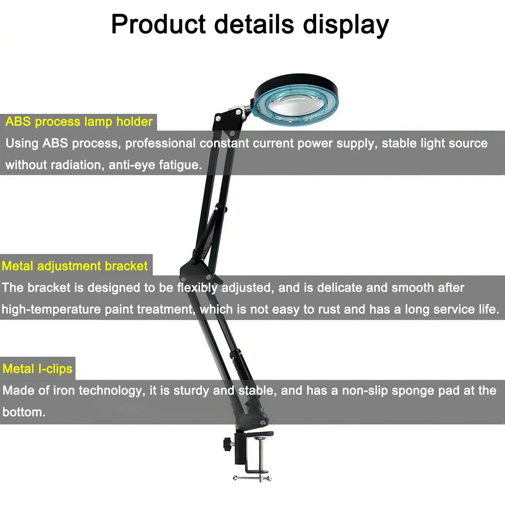 Eye-Caring LED Folding Metal Desk Lamp  Adjustable  Brightness Levels Flexible Rotating Lamp Head for Home Reading PC